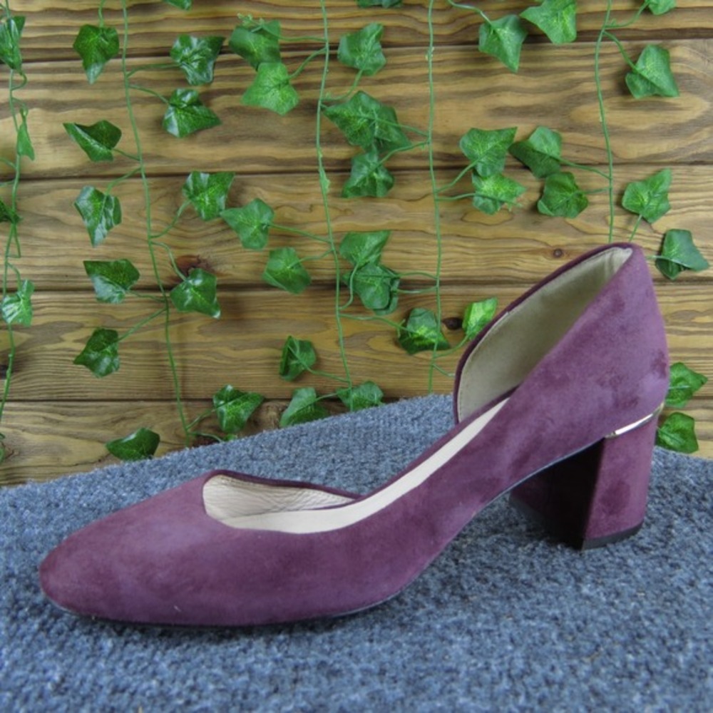 Cole Haan Grand.OS Women 6.5B Purple Suede Block Heel Pumps Dress Shoes‎
